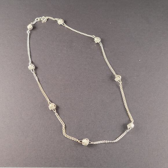 Chain Necklace Avon Vintage Silver Tone Knot 17" Spring Clasp Minimalist - Picture 1 of 10